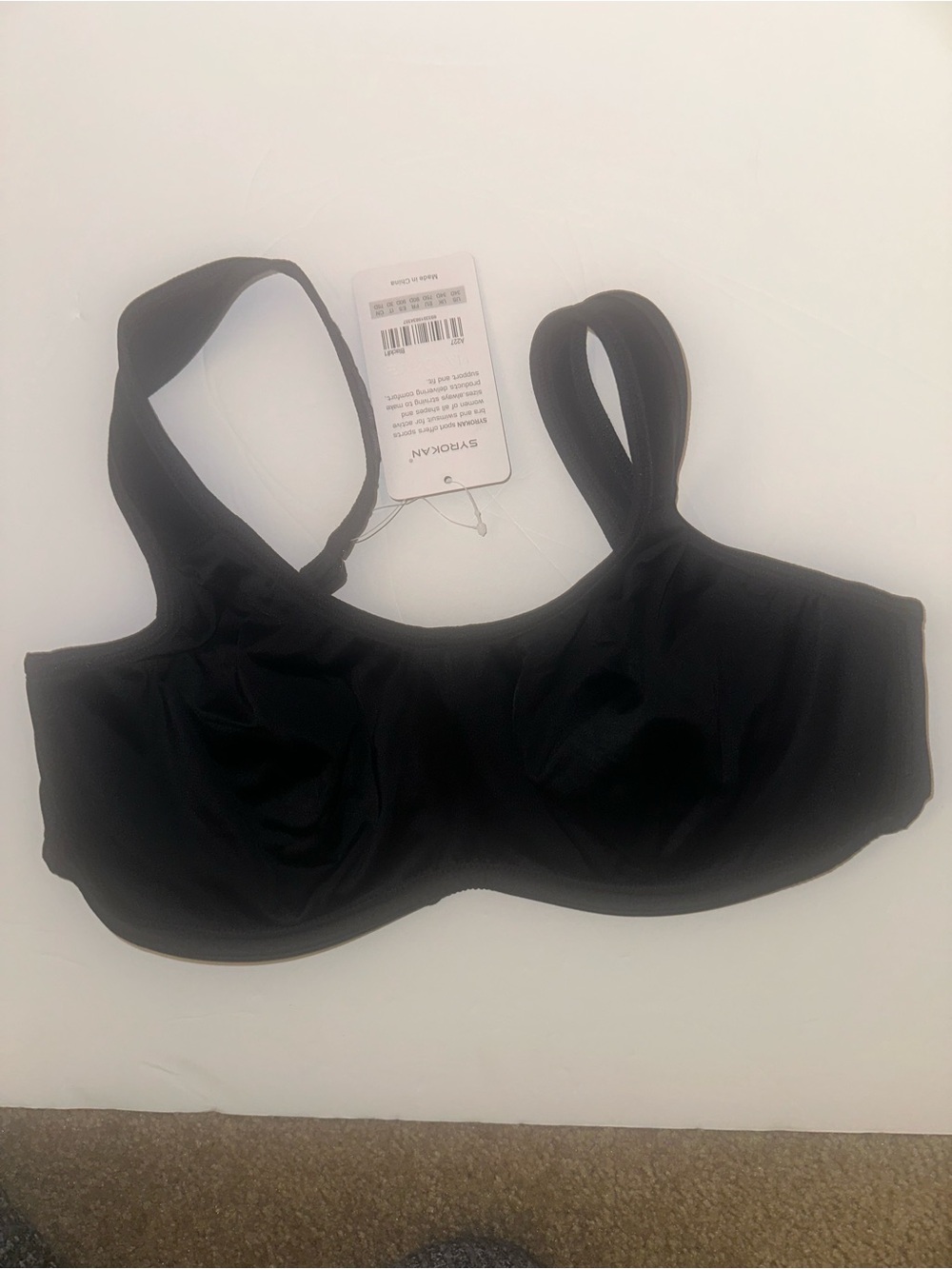 SYROKAN Black Underwire Support Bra - Adjustable Straps
